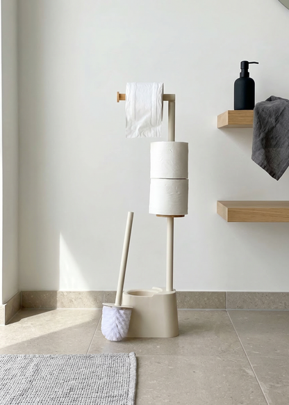 Axis Toilet Paper Holder With Brush - Ivory