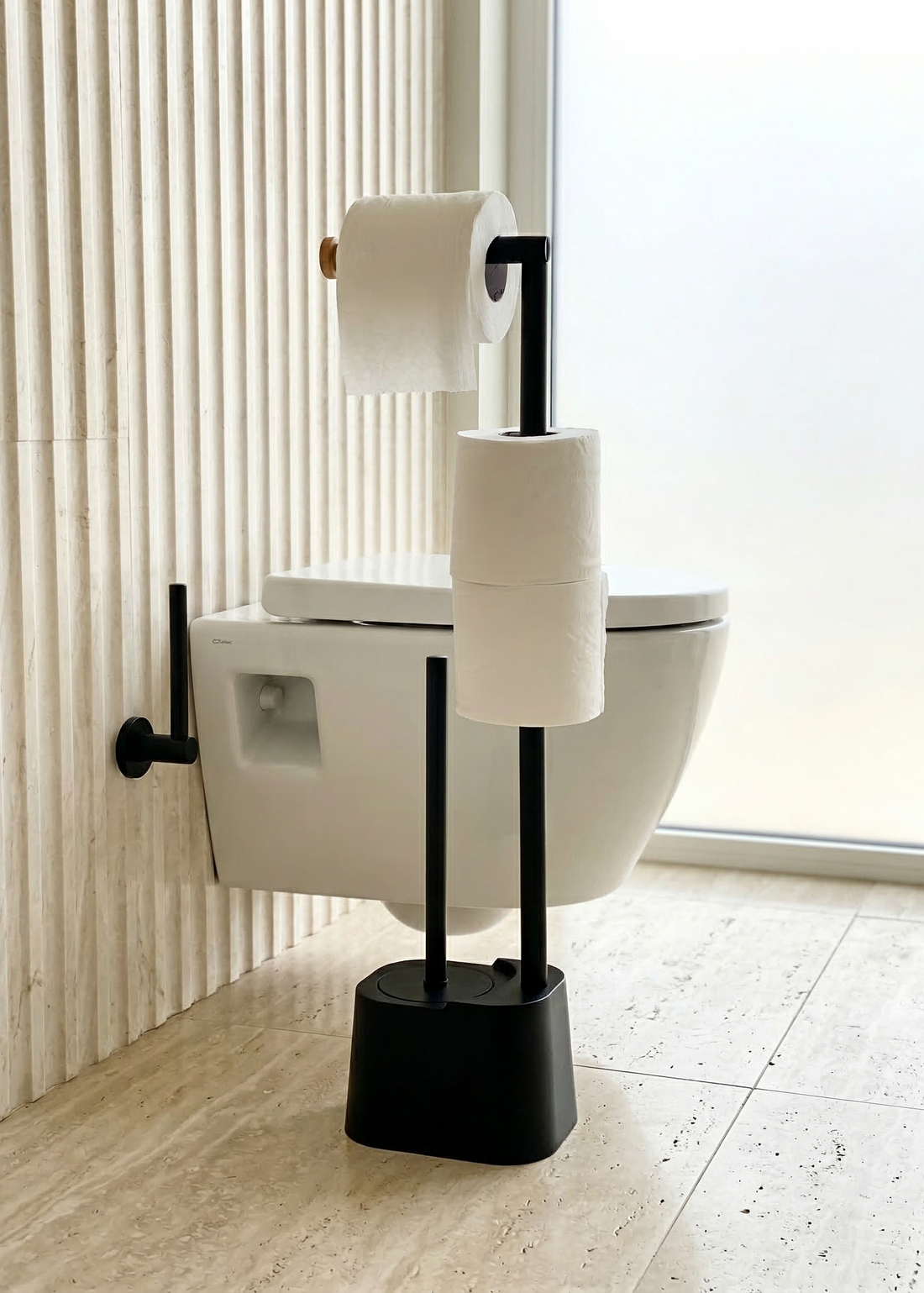 Axis Toilet Paper Holder With Brush - Black