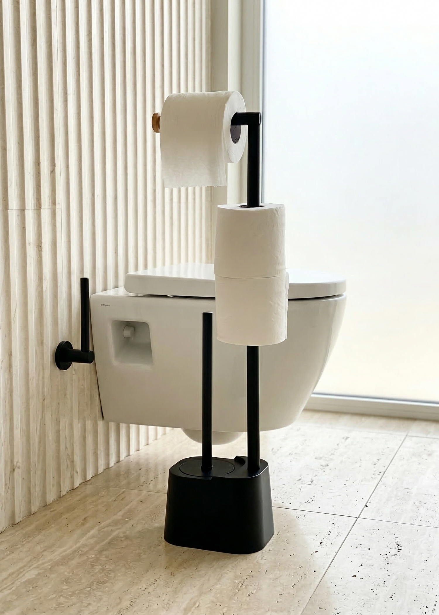 Axis Toilet Paper Holder With Brush - Black