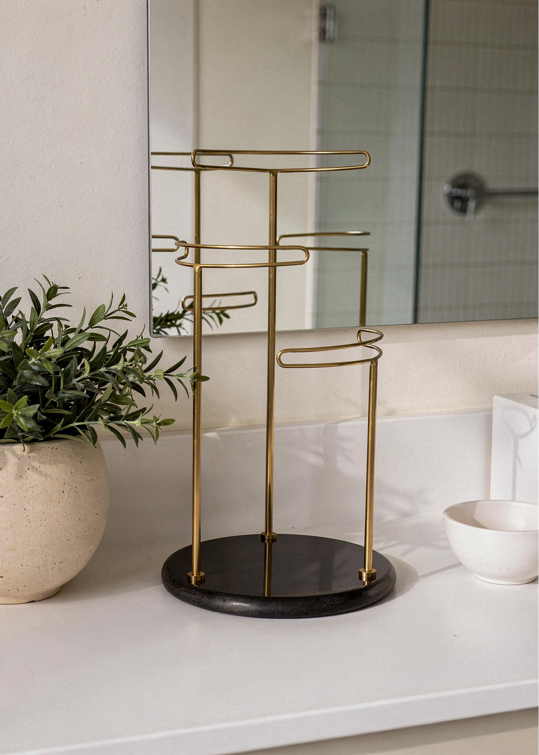 Opal Hand Towel Stand - Black &amp; Gold