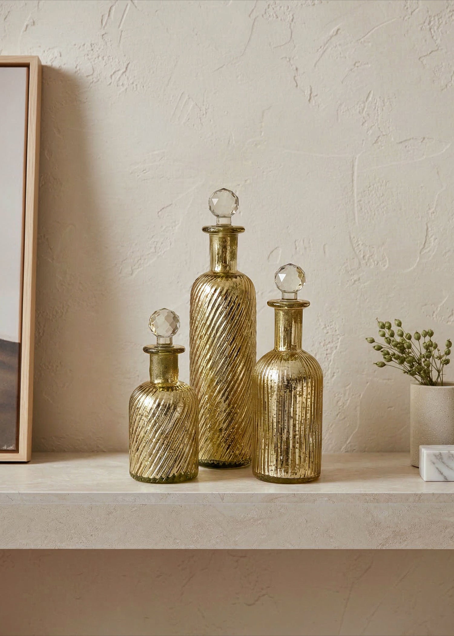 Lumiere Rustic Glass Bottles -  (Set of 2)