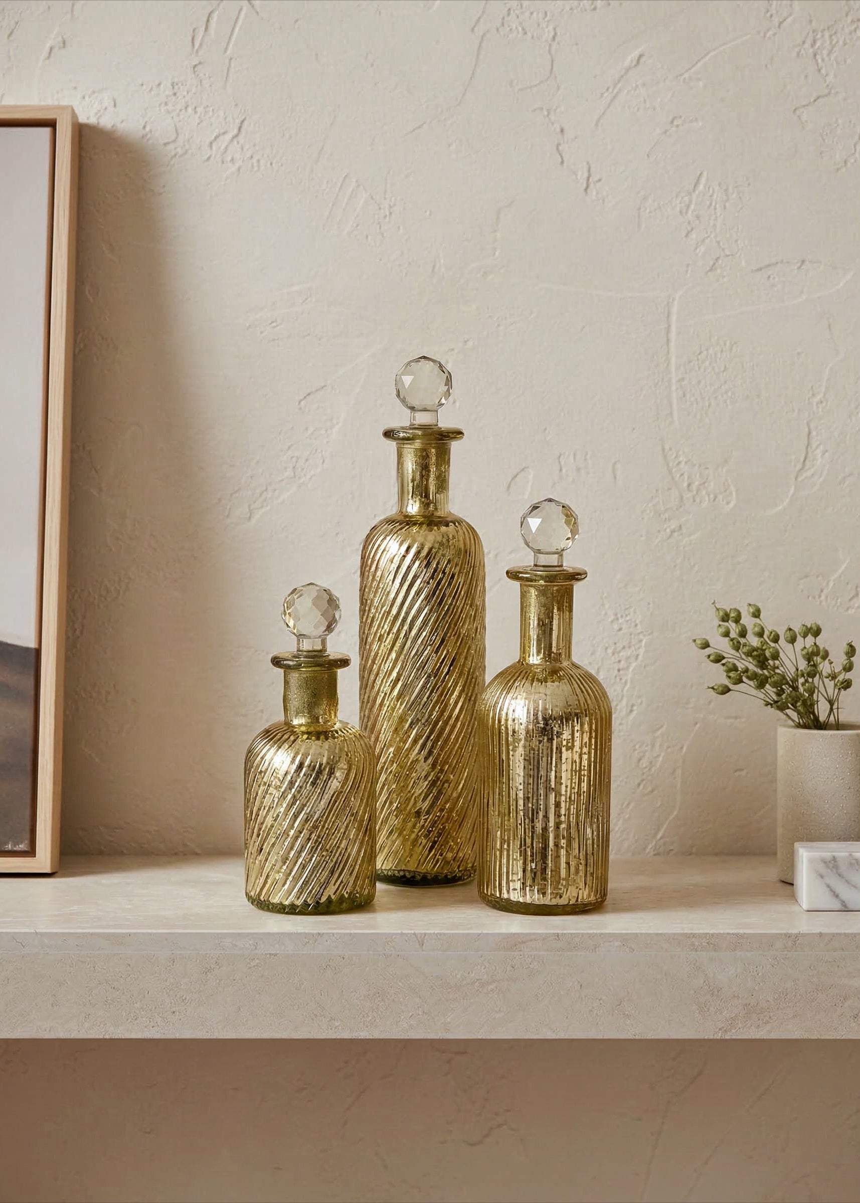 Lumiere Rustic Glass Bottles -  (Set of 2)