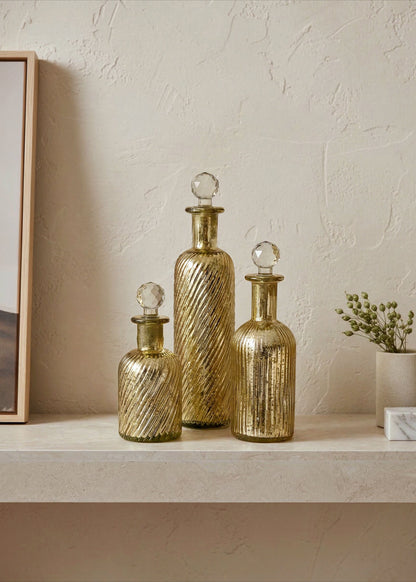 Lumiere Rustic Glass Bottles -  (Set of 2)