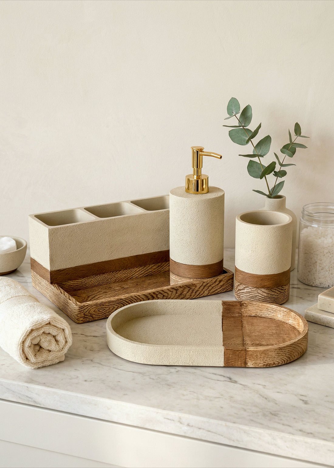 Aurum Dune Bathroom Set - Set of 3 (Beige)