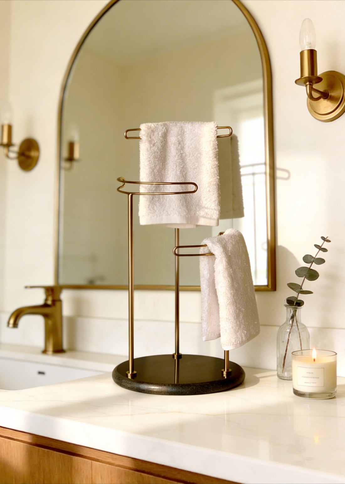 Opal Hand Towel Stand - Black &amp; Gold