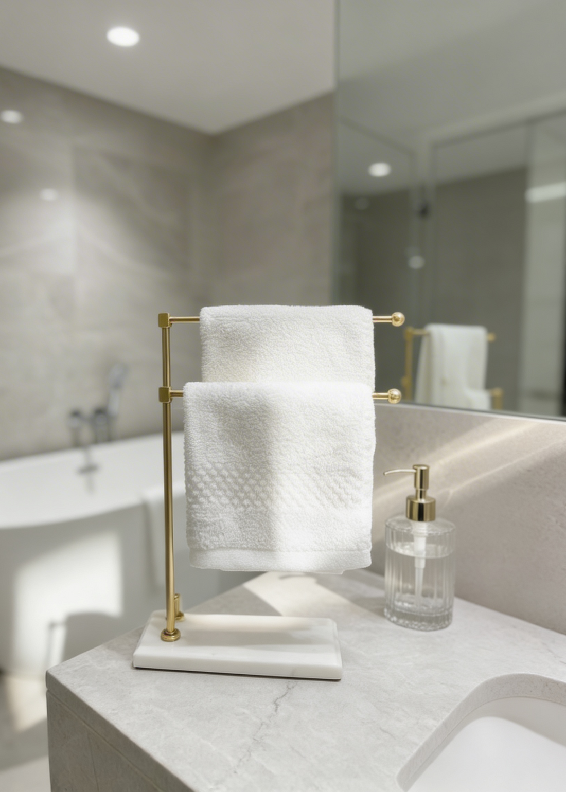 Melrose Hand Towel Stand - White &amp; Gold