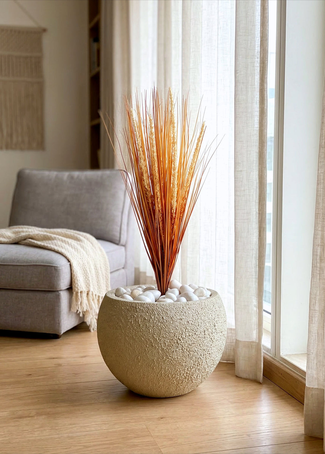 Artificial Amber Pennisetum Pampas Bunch - 2 Feet