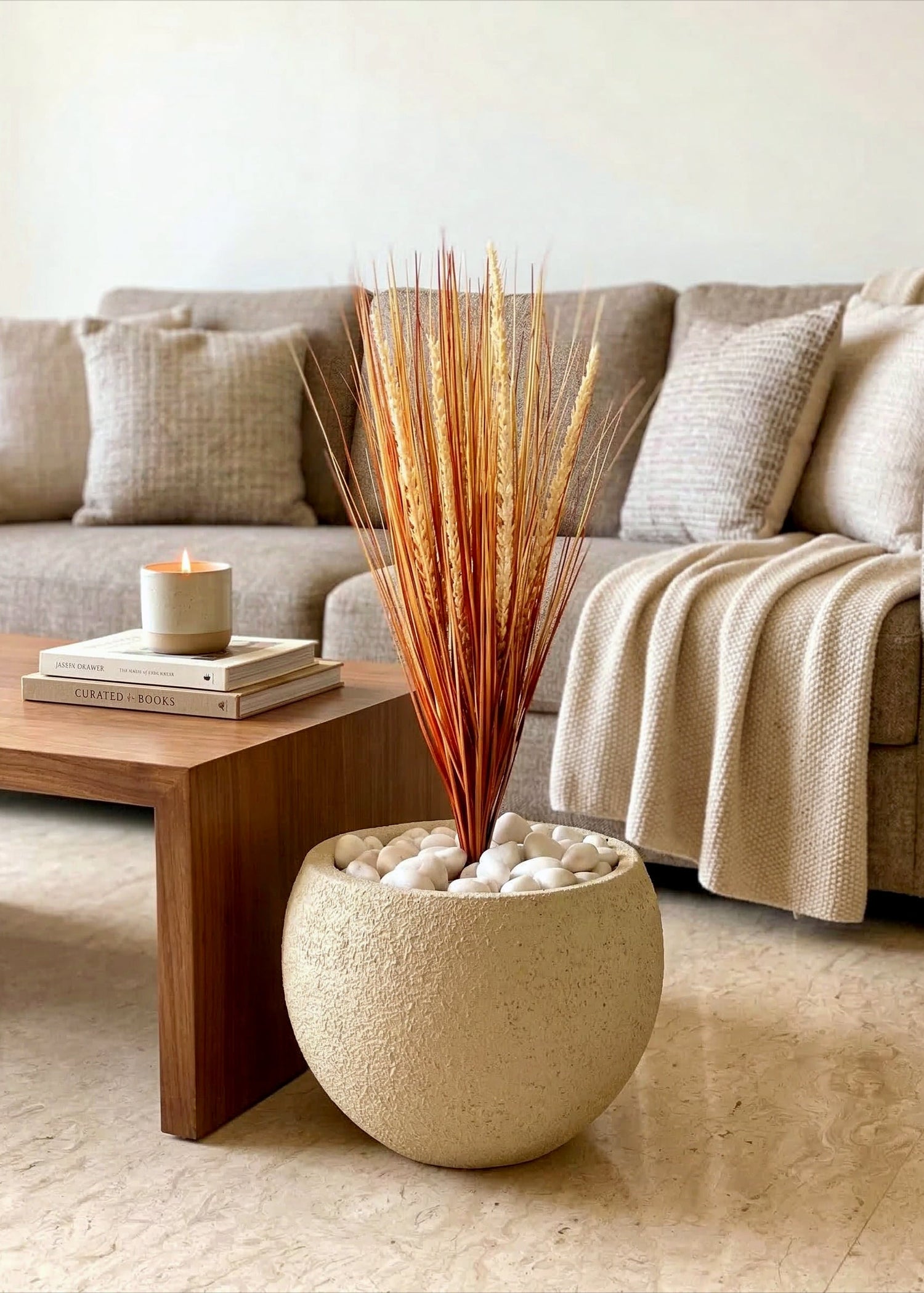 Artificial Amber Pennisetum Pampas Bunch - 2 Feet