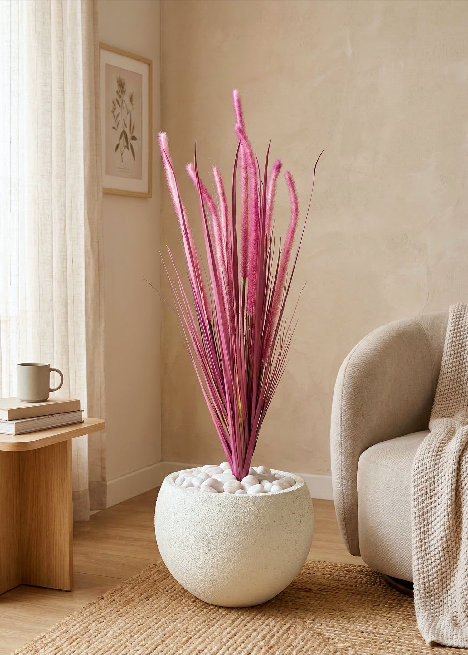 Artificial Purple Silk Grass Bunch - 3 Feet