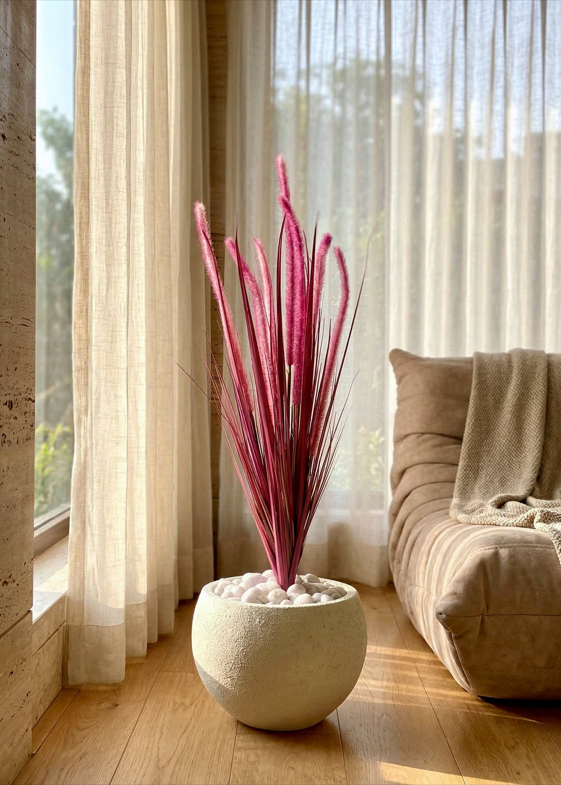 Artificial Purple Silk Grass Bunch - 3 Feet