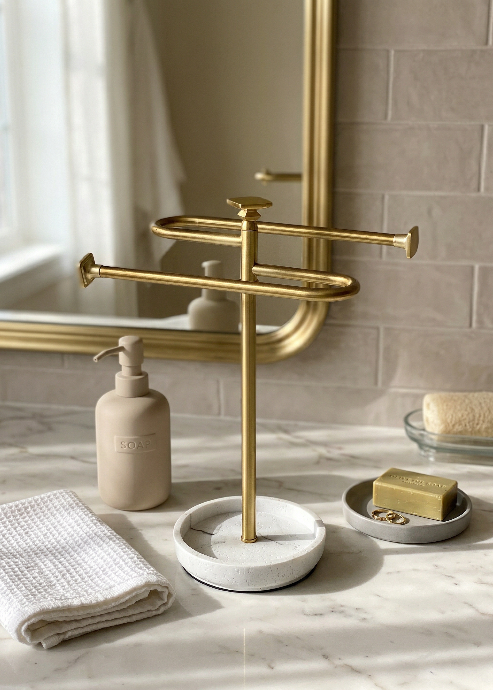 Halo Hand Towel Stand - White