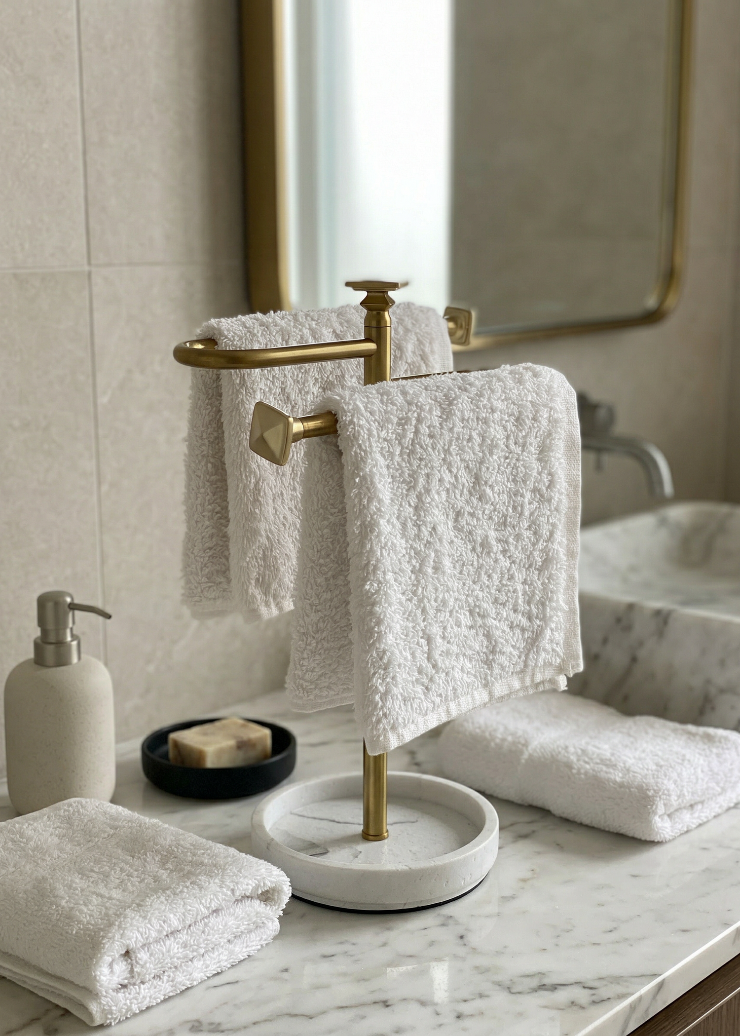 Halo Hand Towel Stand - White