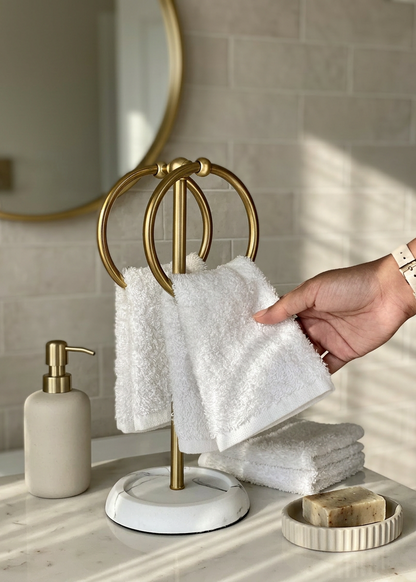 Dual Ring Hand Towel Stand - White