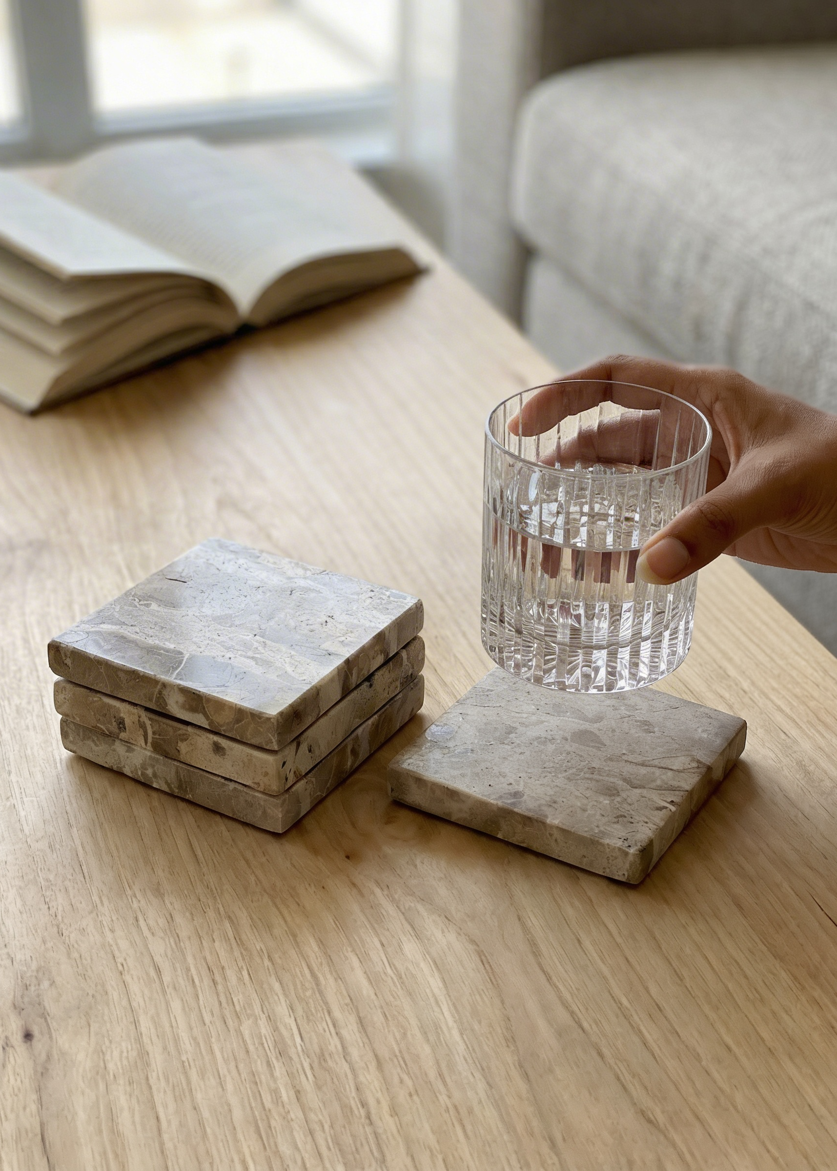 Capri Marble Coasters - Beige