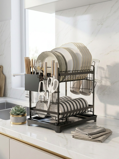 Dish Rack Two Layer - Black