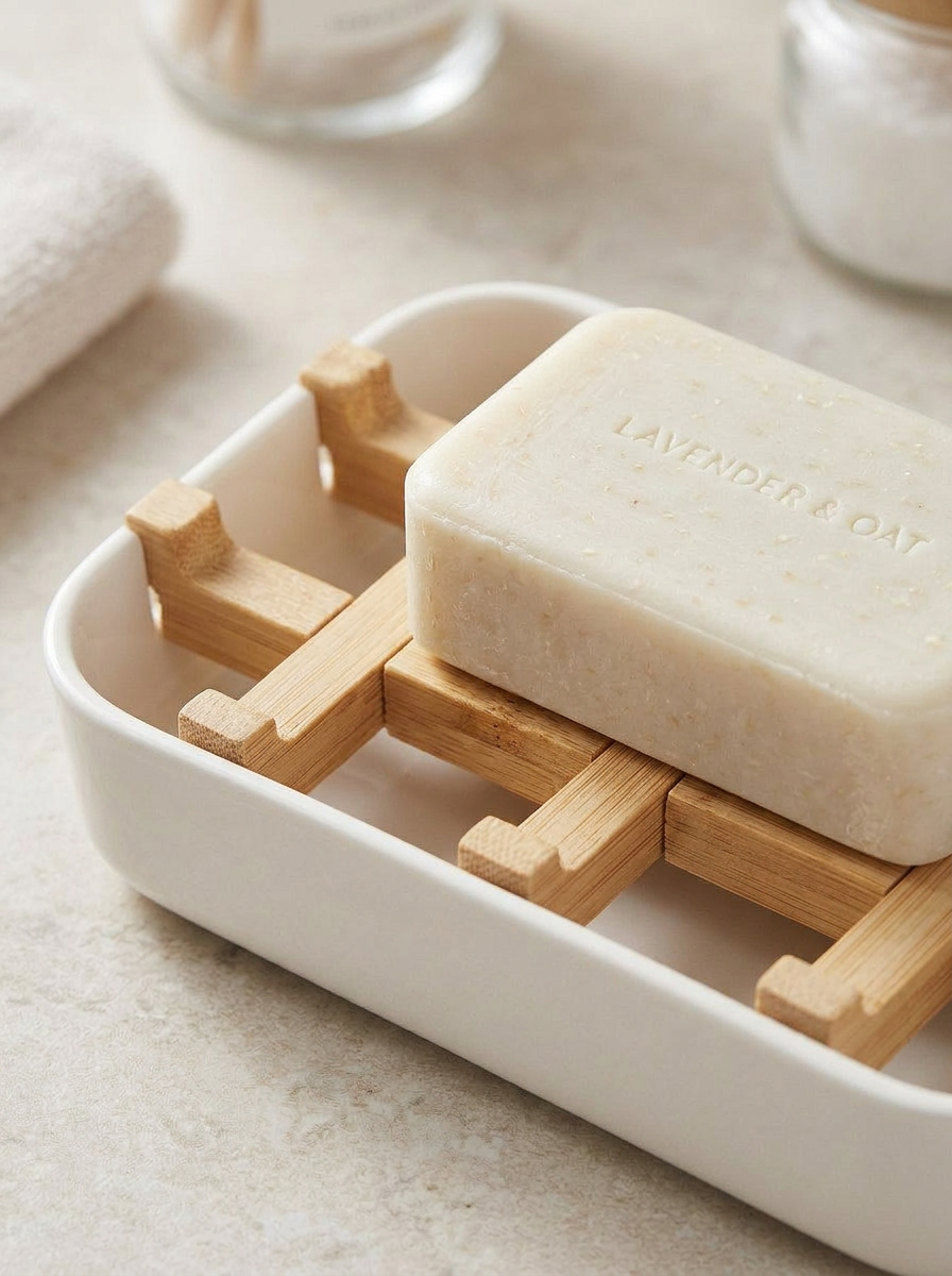 Soap Holder with Drain Tray - White
