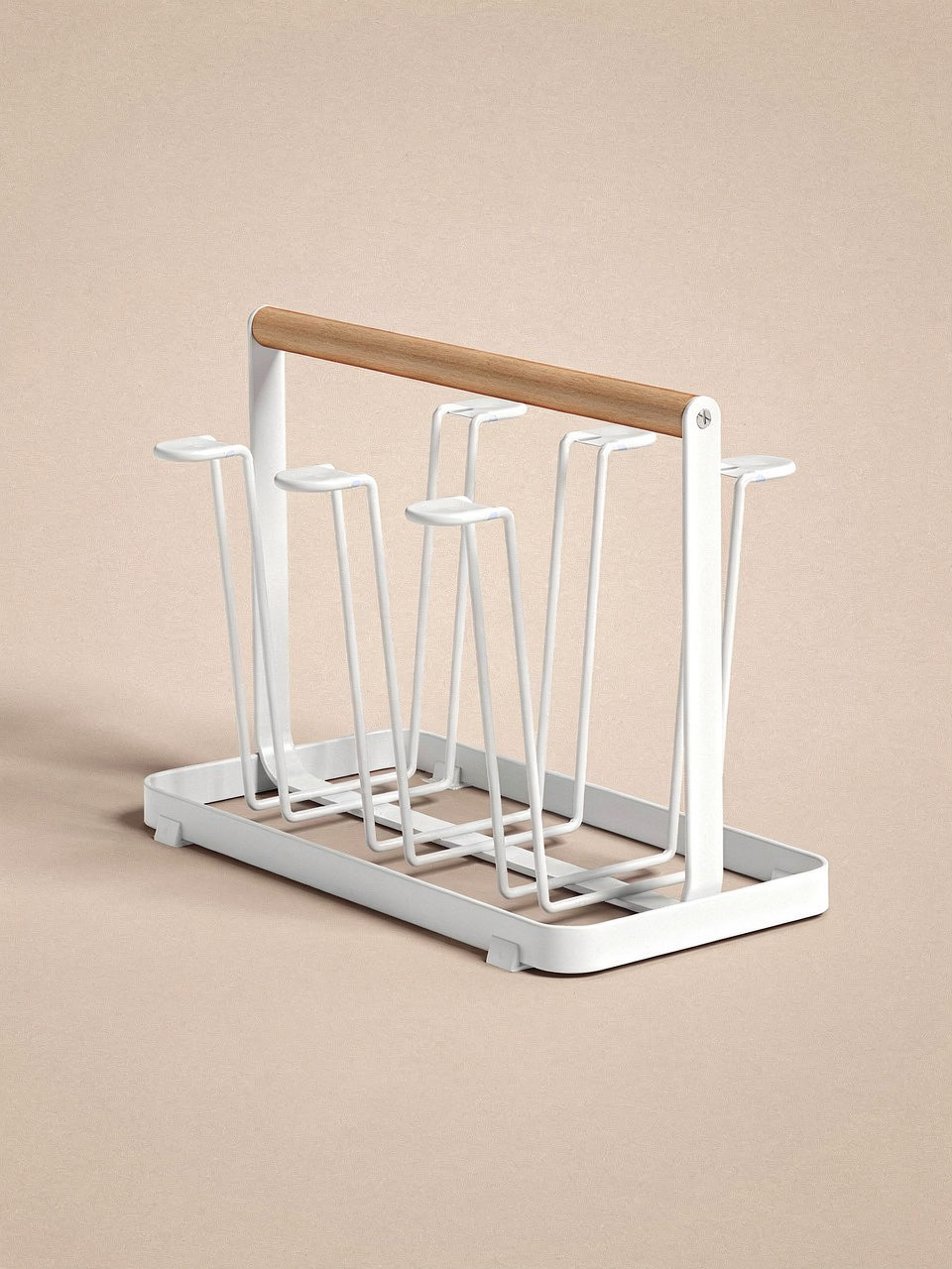 Wooden Handle Glass Holder White