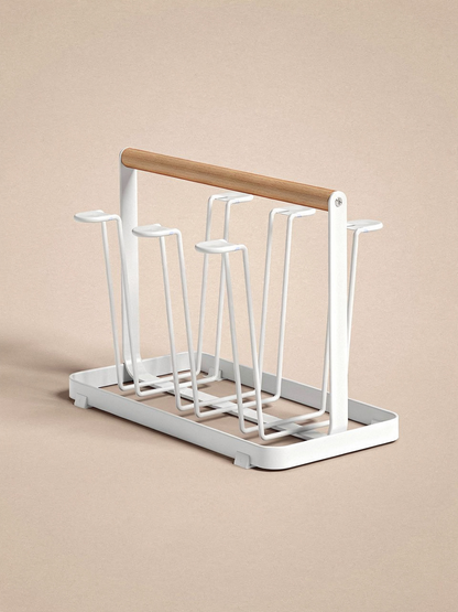 Wooden Handle Glass Holder White