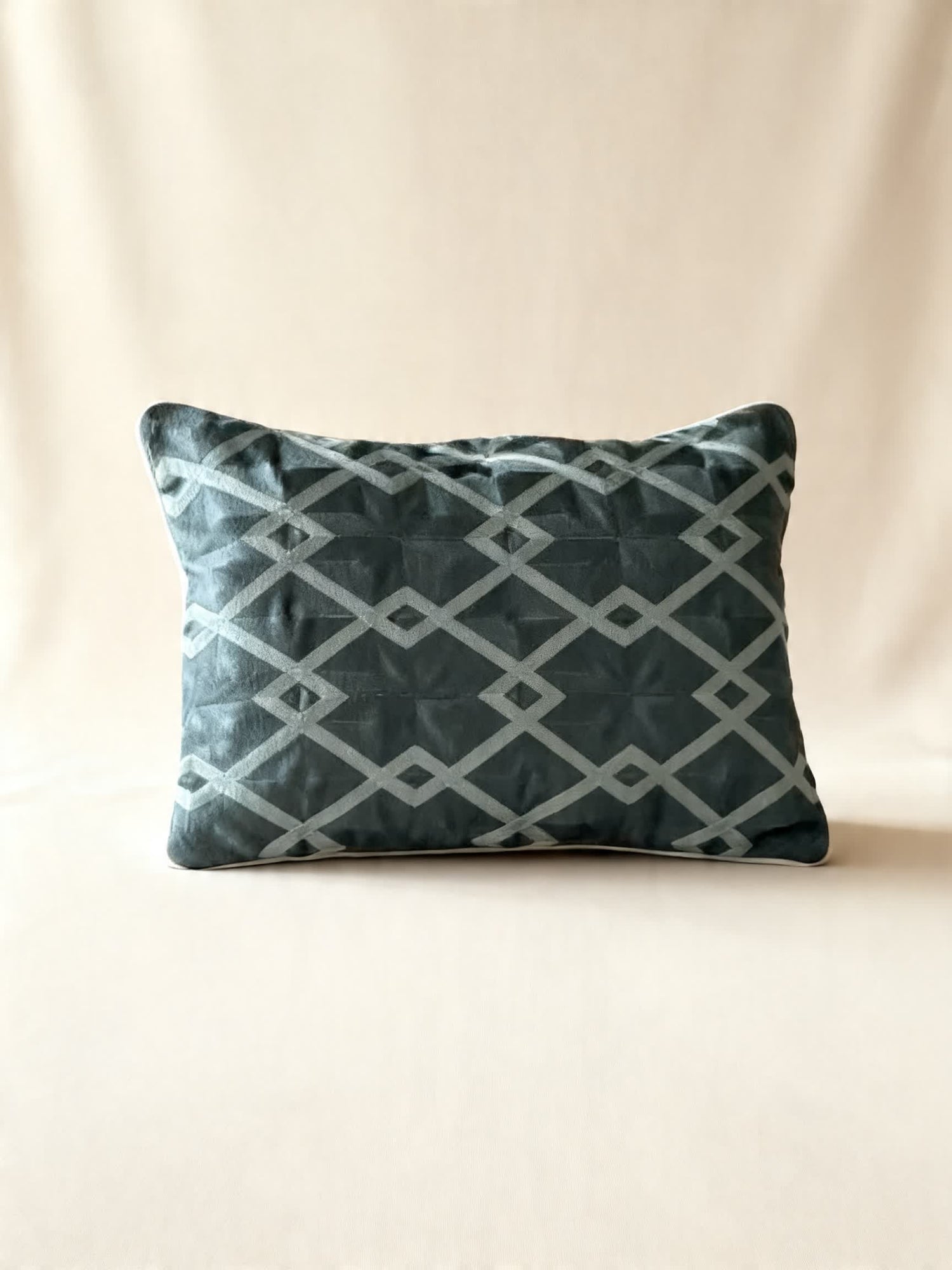 Geometric Embroidered Lumbar Cushion Cover