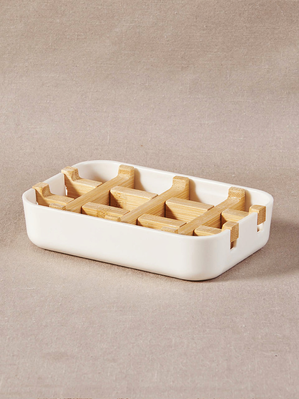 Soap Holder with Drain Tray - White
