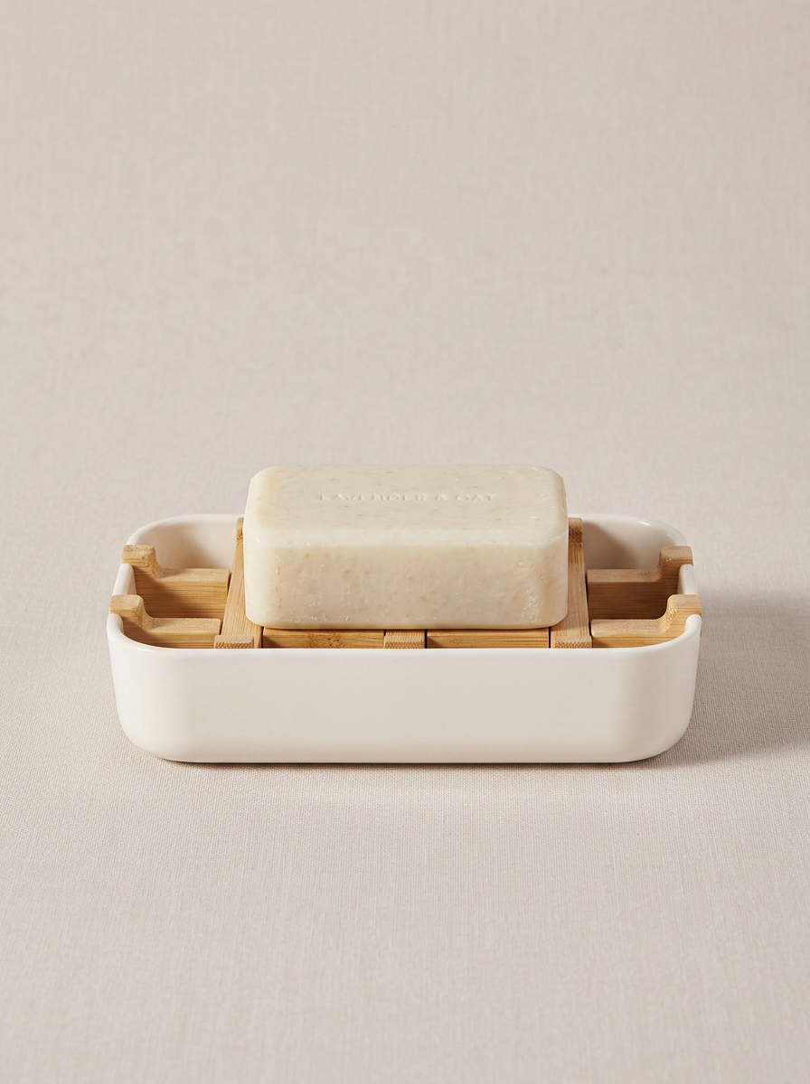 Soap Holder with Drain Tray - White