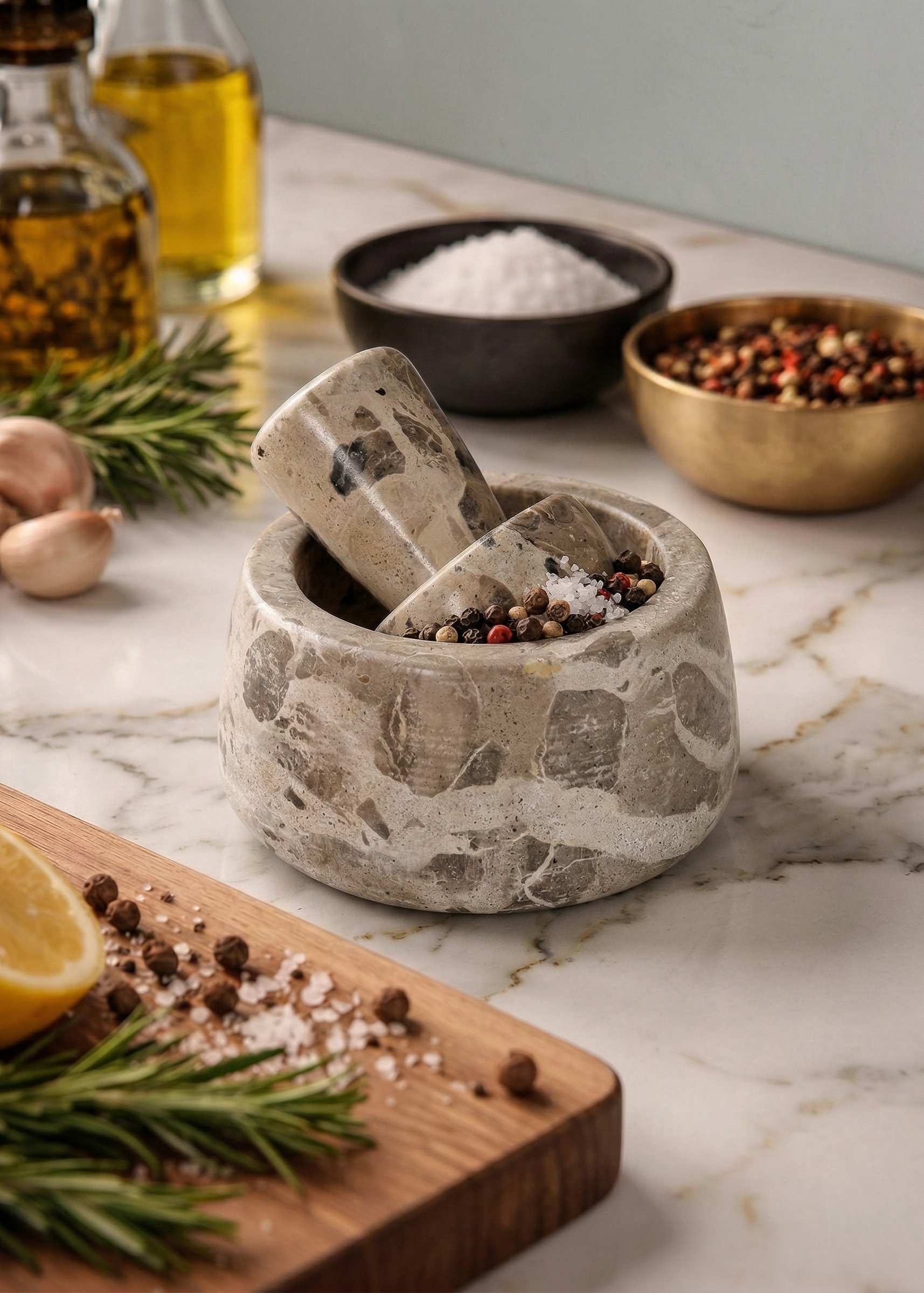 Capri Marble Mortar Pestle - Beige