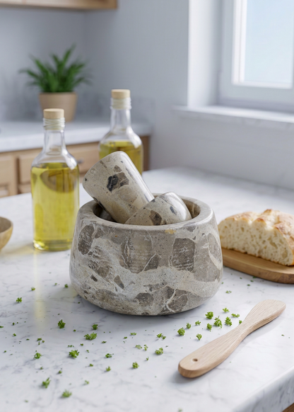 Capri Marble Mortar Pestle - Beige