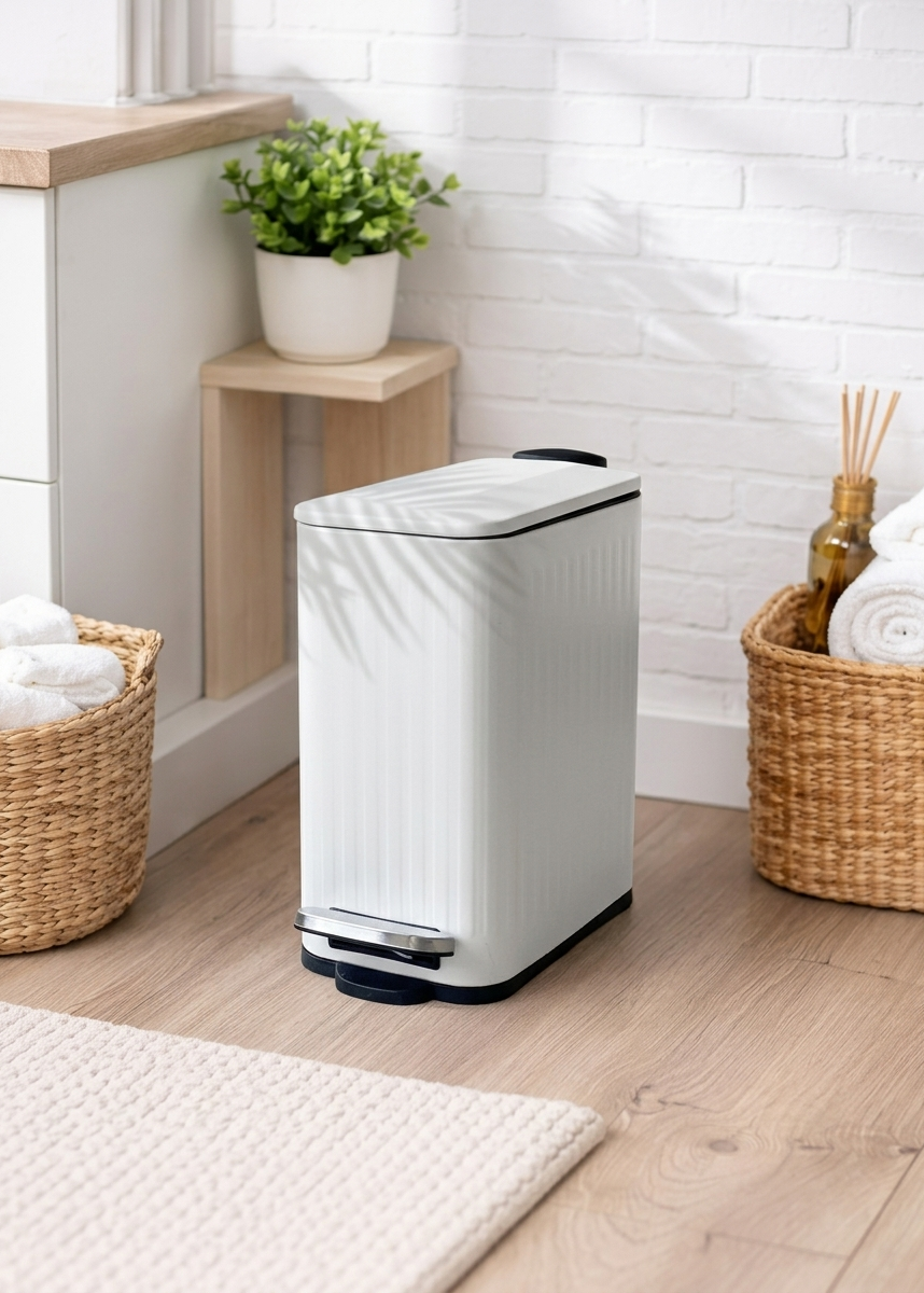 Verve Metallic Dustbin - White (6L)