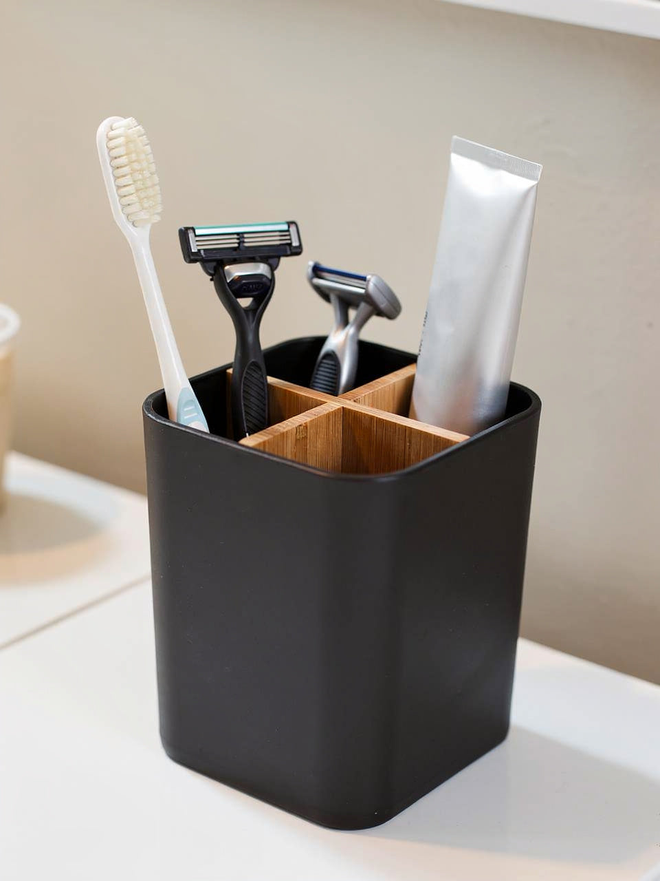 Toothbrush &amp; Toothpaste Storage Caddy - Black