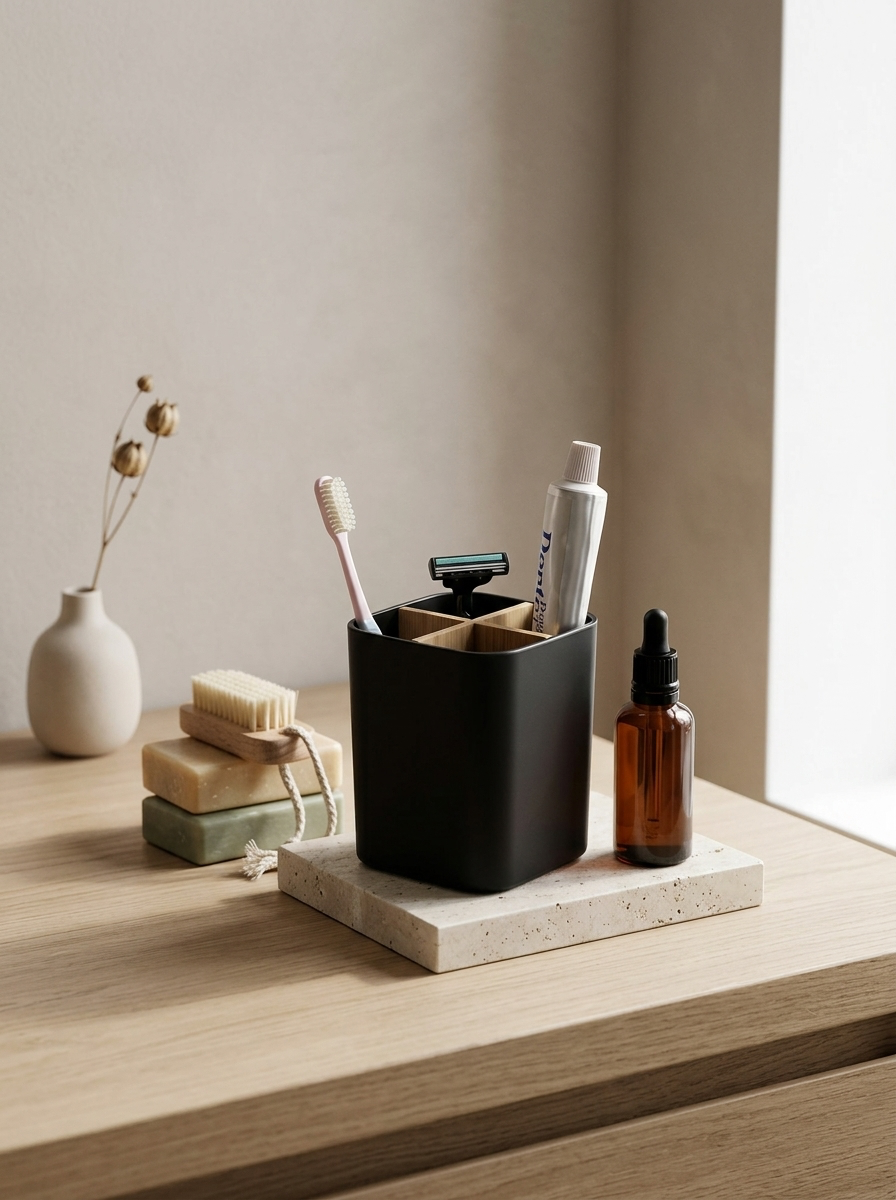 Toothbrush &amp; Toothpaste Storage Caddy - Black