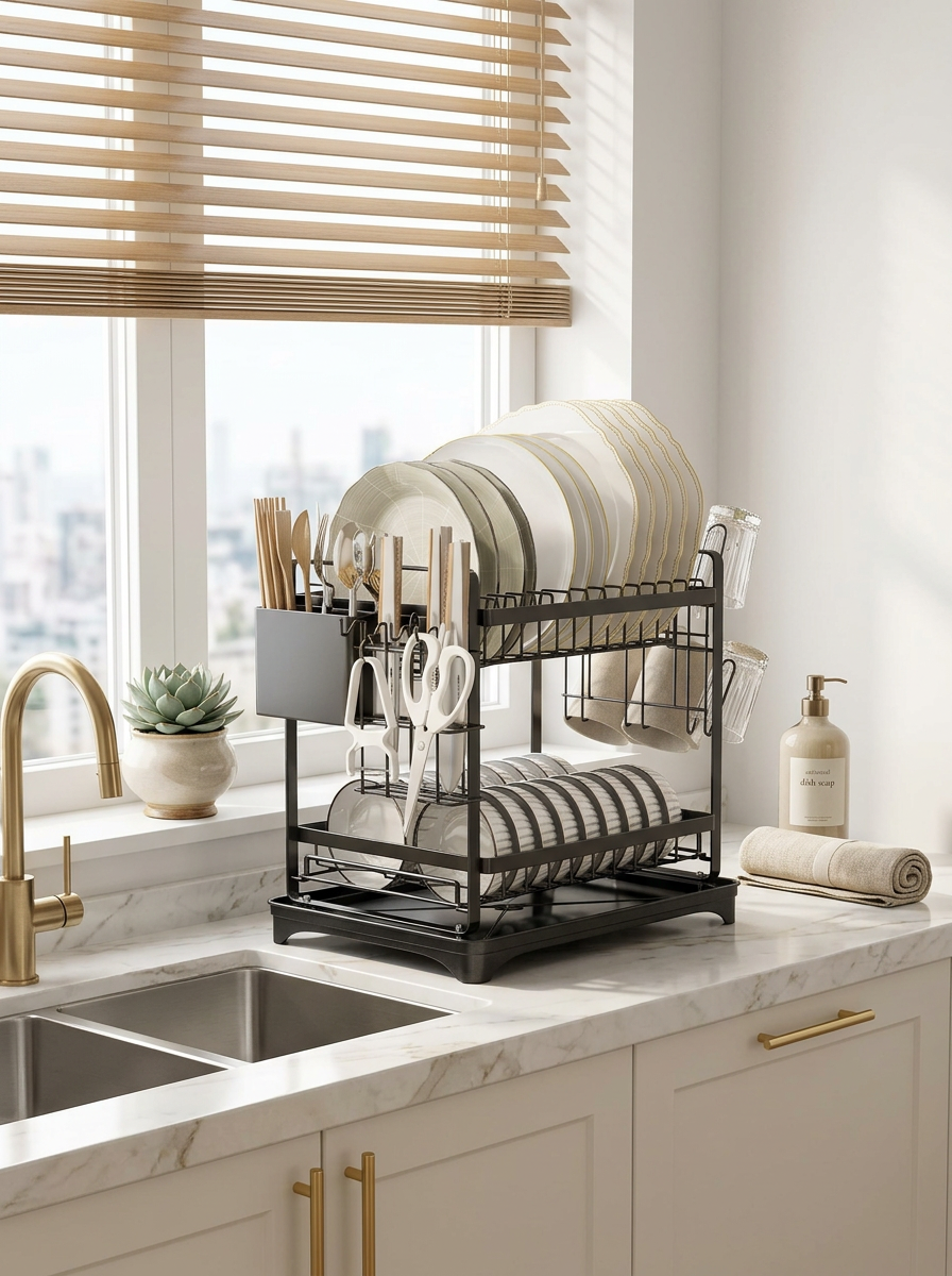 Dish Rack Two Layer - Black