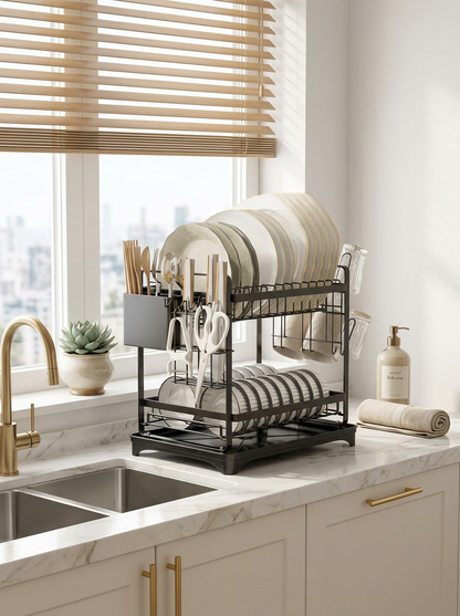 Dish Rack Two Layer - Black