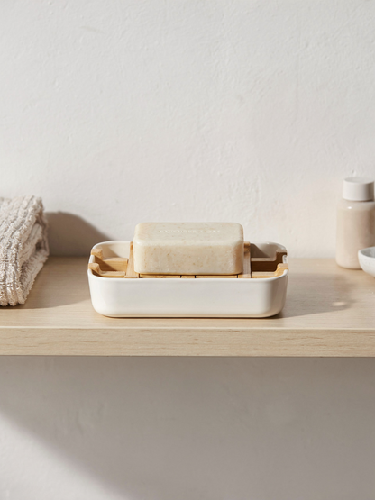 Soap Holder with Drain Tray - White