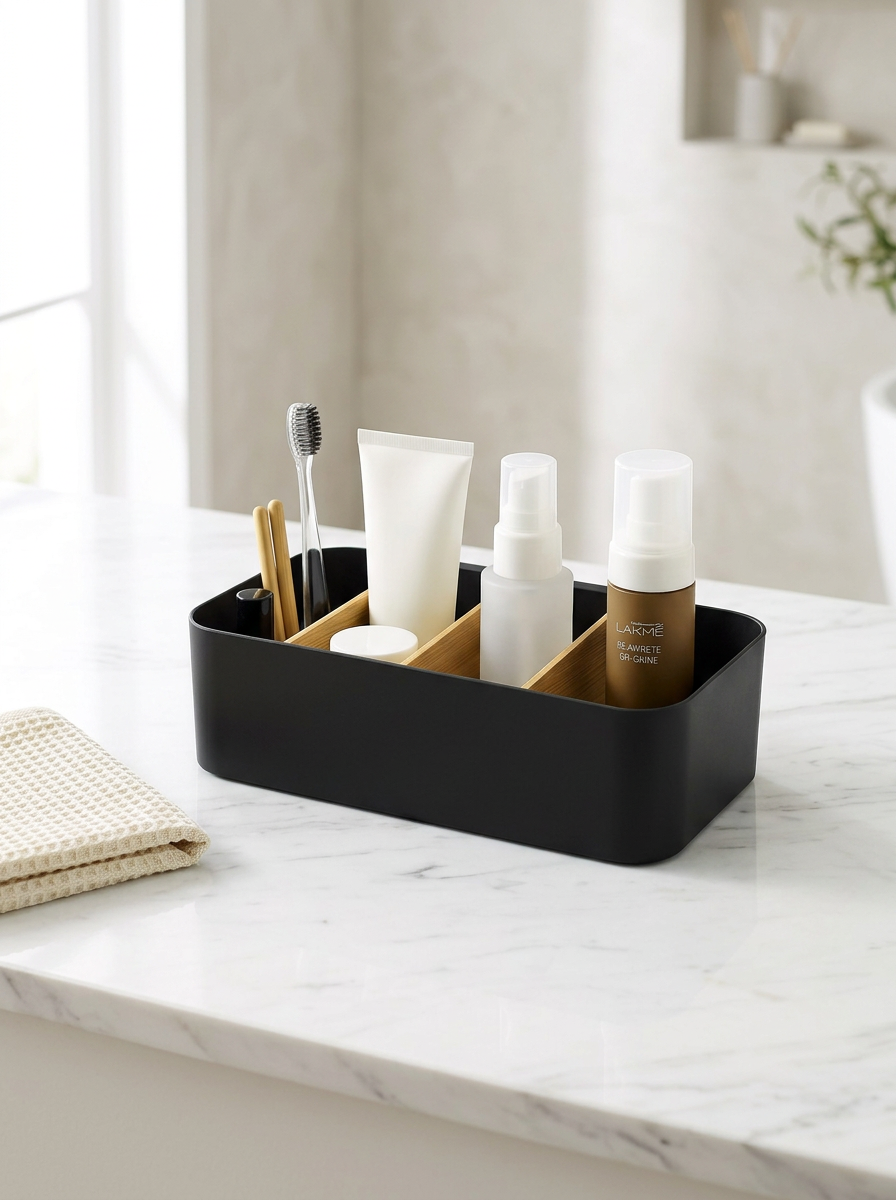 Multipurpose Drawer Organizer for Makeup &amp; Socks - Black