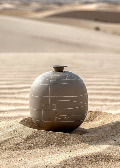 Dune Obsidian Vase - Beige (Large)