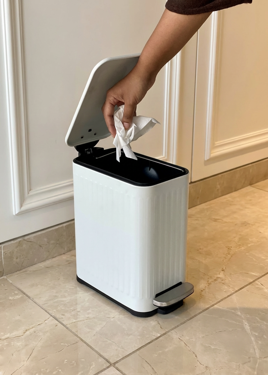 Verve Metallic Dustbin - White (6L)