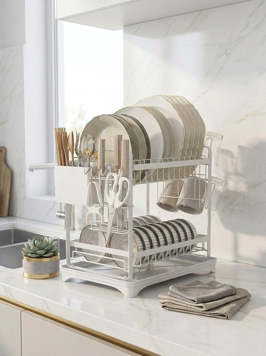 Dish Rack Two Layer - White