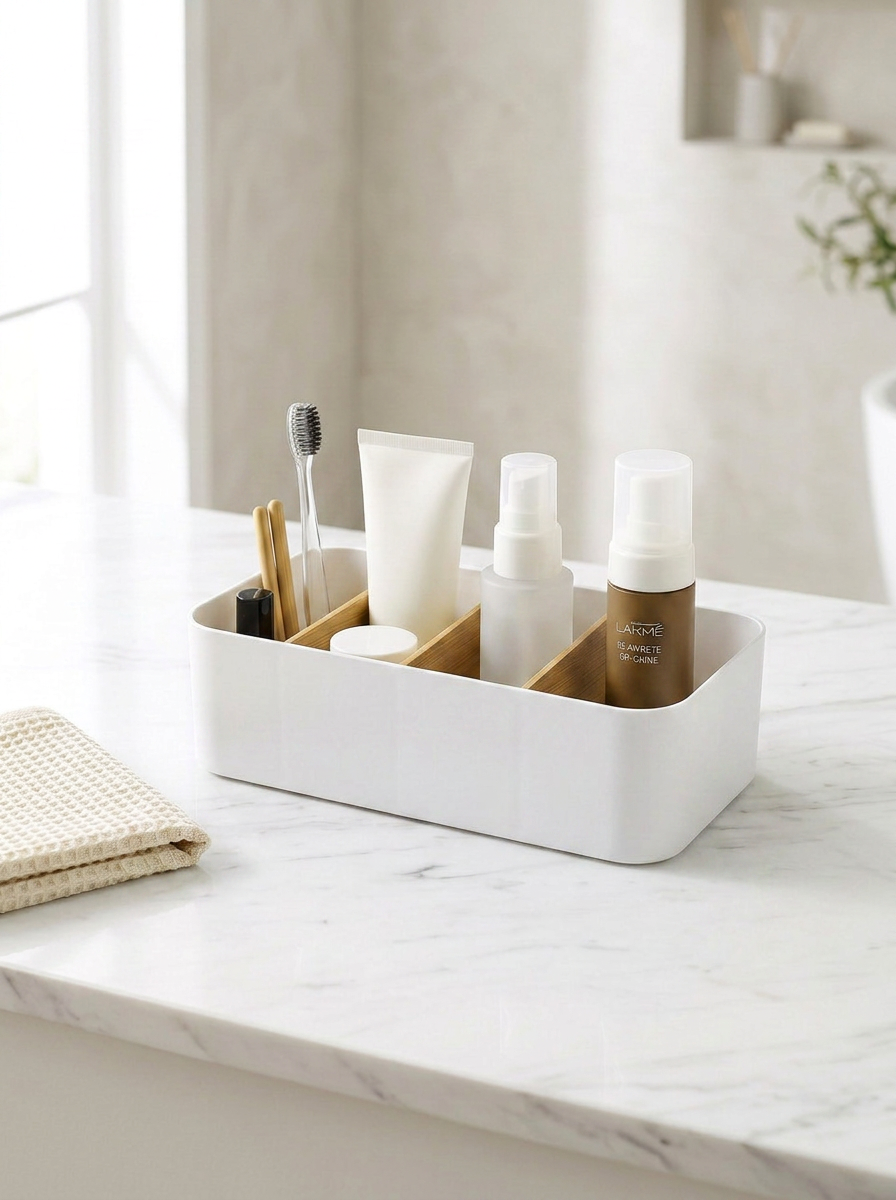Multipurpose Drawer Organizer for Makeup &amp; Socks - White
