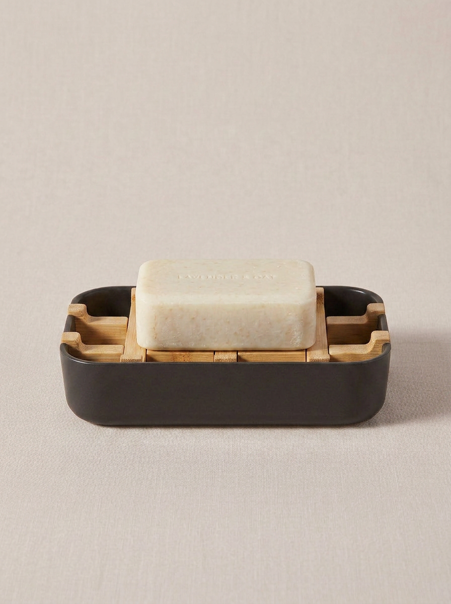 Soap Holder with Drain Tray - Black