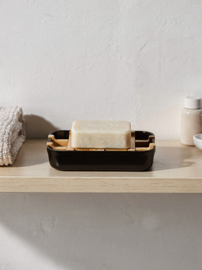 Soap Holder with Drain Tray - Black