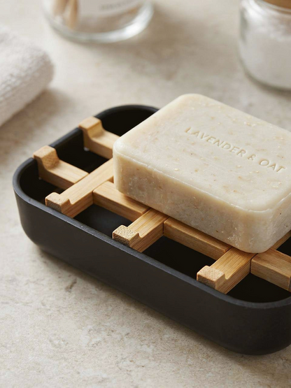 Soap Holder with Drain Tray - Black