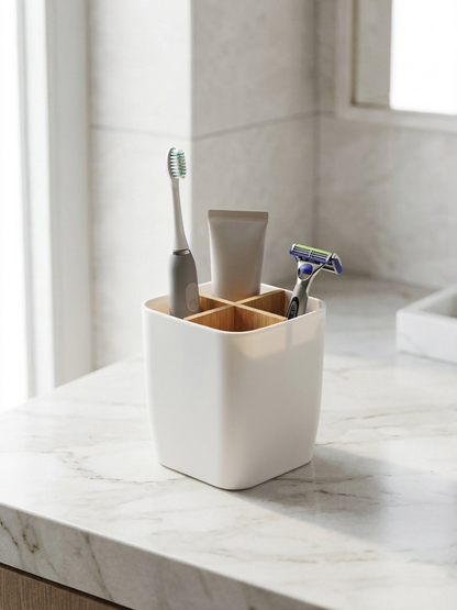 Toothbrush &amp; Toothpaste Storage Caddy - White