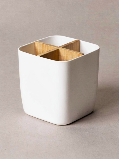 Toothbrush &amp; Toothpaste Storage Caddy - White