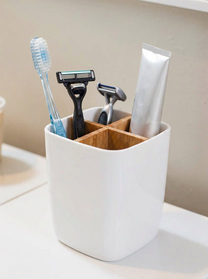 Toothbrush &amp; Toothpaste Storage Caddy - White