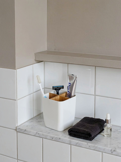 Toothbrush &amp; Toothpaste Storage Caddy - White