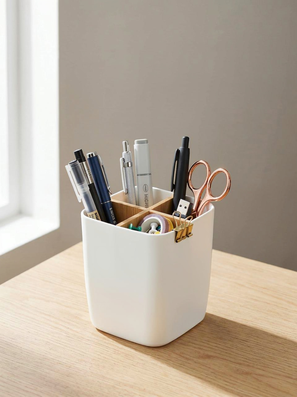 Toothbrush &amp; Toothpaste Storage Caddy - White