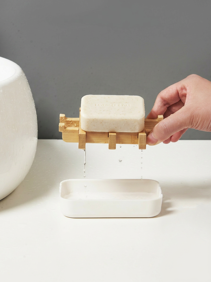 Soap Holder with Drain Tray - White