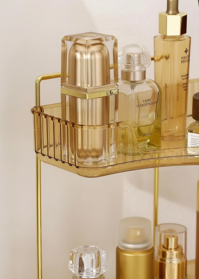 Two Tier Corner Cosmetic Storage Rack - Amber