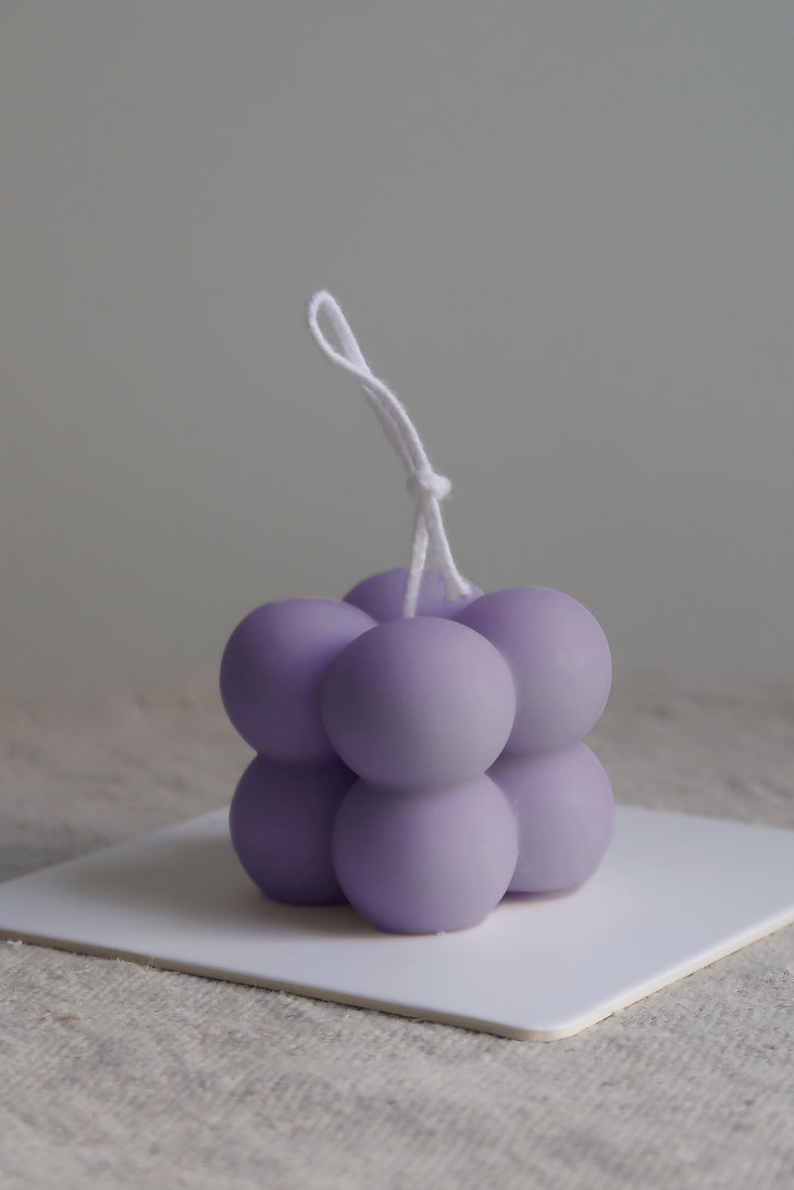 Quad Bubble Purple Candle - Small - Set Of 4