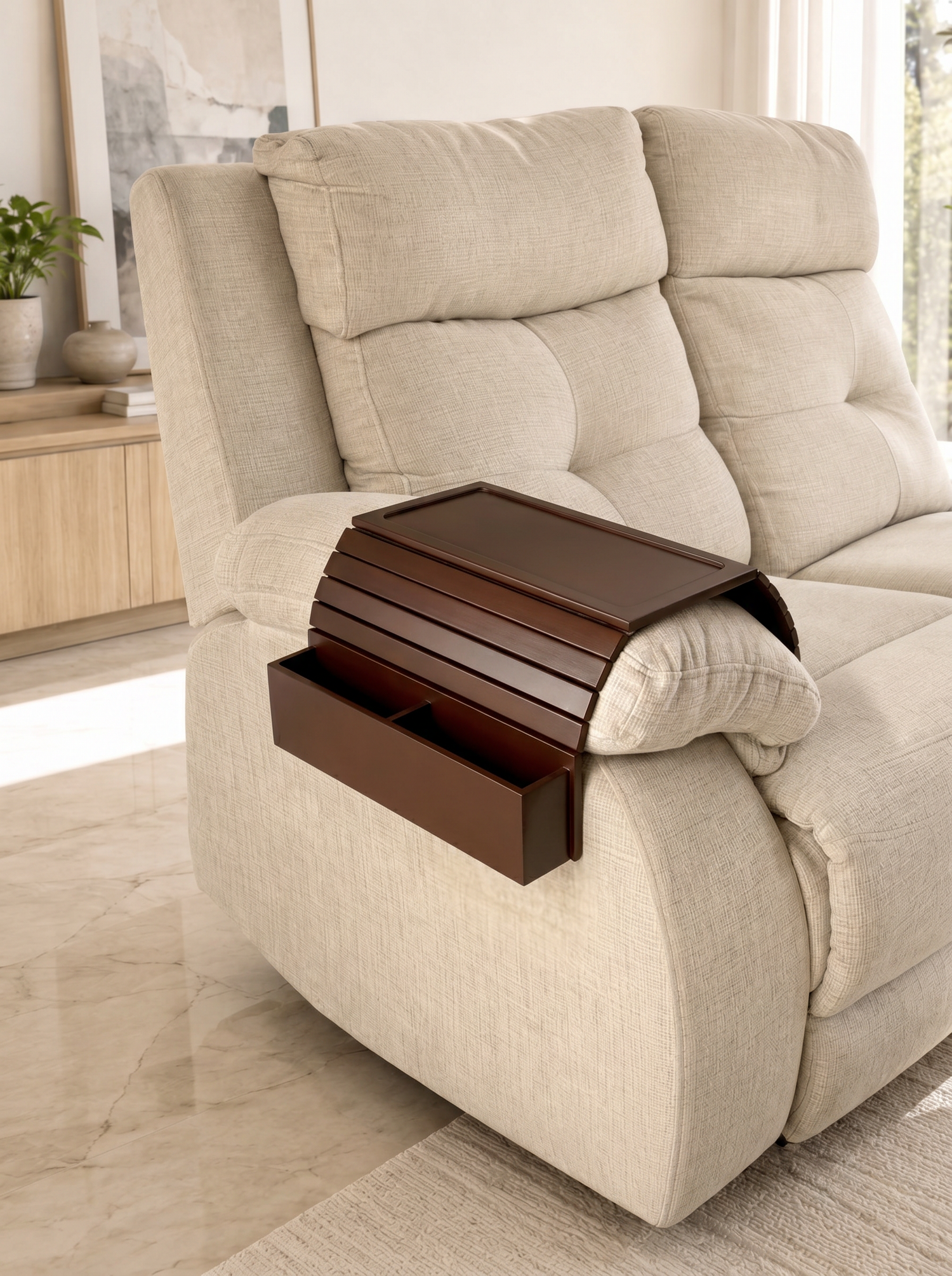 Multipurpose Sofa Armrest - Walnut